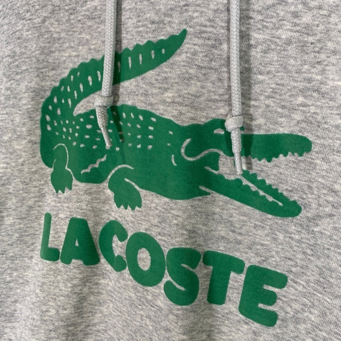 LACOSTE ラコステ ビッグロゴ プルオーバーパーカー フーディー フロッキープリント グレー SH2169 Size US L 福生店