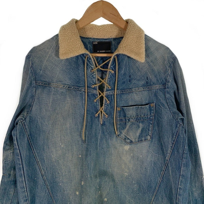 n(n) BY NUMBERNINE エヌエヌバイナンバーナイン プルオーバーデニムシャツ 襟ボア USED/ペンキ加工 Size 3 福生店