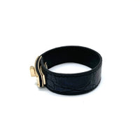 GUCCI グッチ レザーブレスレット ブラック ゴールド 137022 Size 腕回り19-20cm 瑞穂店