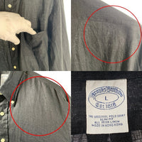 Brooks Brothers ブルックスブラザース リネン 麻 長袖 ボタンダウン シャツ ブラック Size L 福生店