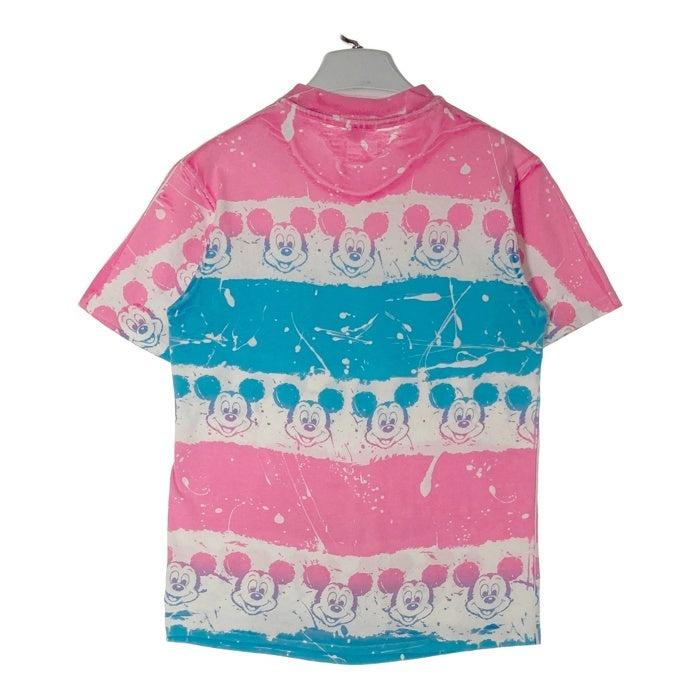 Disney ディズニー USA製 シングルステッチ 総柄 タイダイ風 グラデーション Tシャツ ピンク×ブルー sizeF 瑞穂店