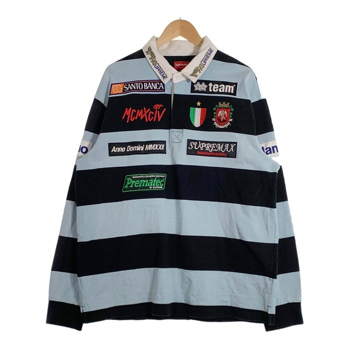 SUPREME シュプリーム 22SS Stripe Rugby ストライプラグビー ラガーシャツ ブルー ブラック Size XL 福生店