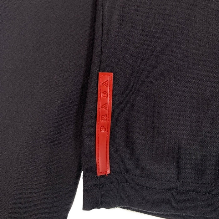 PRADA SPORT プラダスポーツ ハーフジップ スタンドカラー プルオーバートップ 長袖 ブラック ポリエステル ラバーパッチ SJJ80 Size M 福生店
