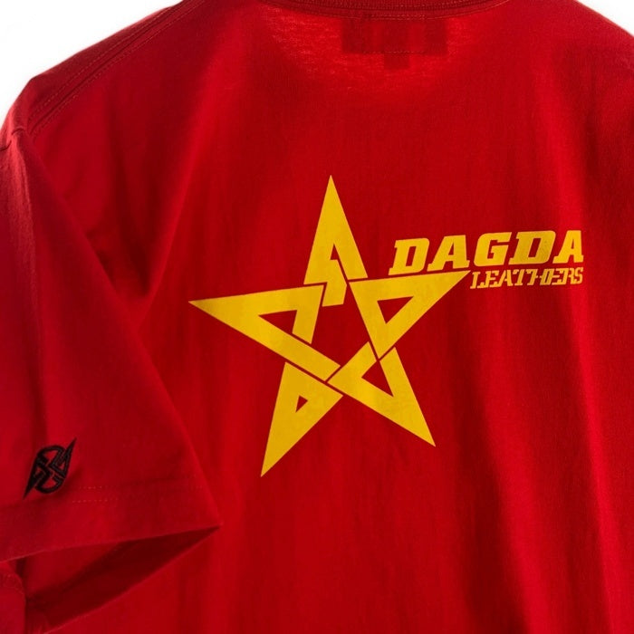 Dagda Leathers ダグダレザーズ プリントTシャツ 袖刺繡 レッド 旧マッコイ 滝沢氏 2 Size M 福生店