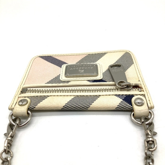 BURBERRY BLUE LABEL バーバリーブルーレーベル コイン パスケース チャーム ホワイト マルチ 瑞穂店