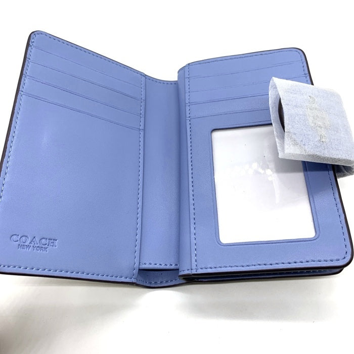 COACH コーチ C0082 シグネチャー 二つ折り財布 PVCレザー カーキ ブルー 福生店