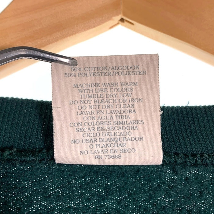 90's NFL GREEN BAY PAKERS グリーンベイ・パッカーズ フロッキープリント クルーネックスウェットトレーナー グリーン USA製 Size L/XL 福生店