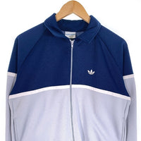 70's~ adidas アディダス トラックジャケット 襟付き ネイビー グレー 台湾製 Size L 福生店
