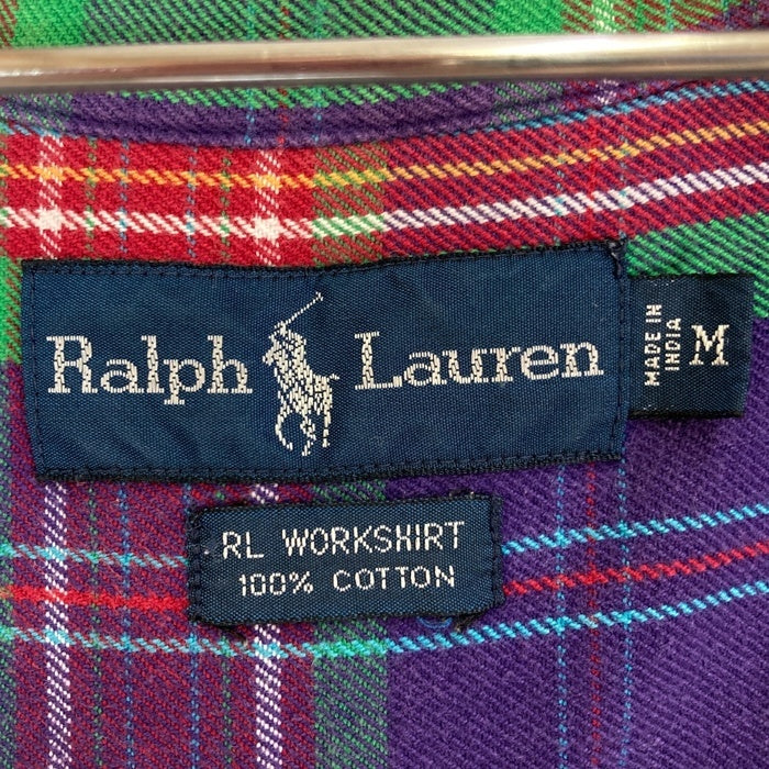 Ralph Lauren ラルフローレン RL WORKSHIRT チェック ワーク ネルシャツ パープル×グリーン sizeM 瑞穂店