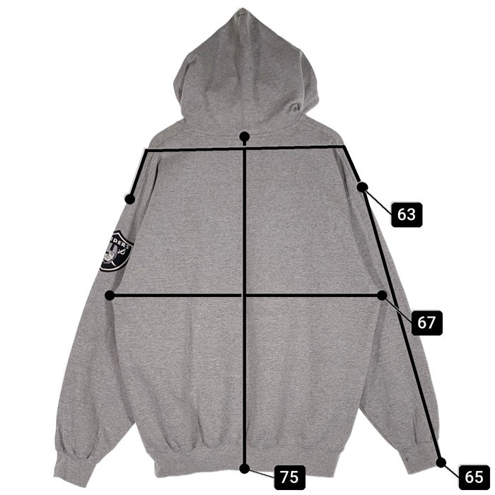 90's majestic マジェスティック RAIDERS レイダース NFL プルオーバー フーディー パーカー グレー カナダ製 Size XL 福生店