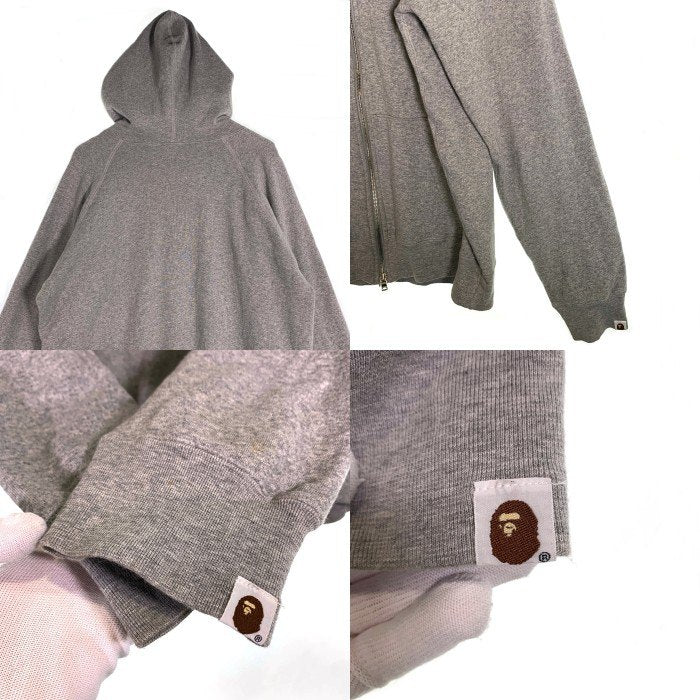 A BATHING APE アベイシングエイプ フルジップスウェットパーカー 裏サーマル グレー 日本製 Size L 福生店