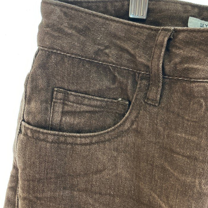 SLY スライ 030GAZ11-3210 CRACK WASH LW DENIM クラックウォッシュローウエストデニムパンツ ブラウン size0 瑞穂店