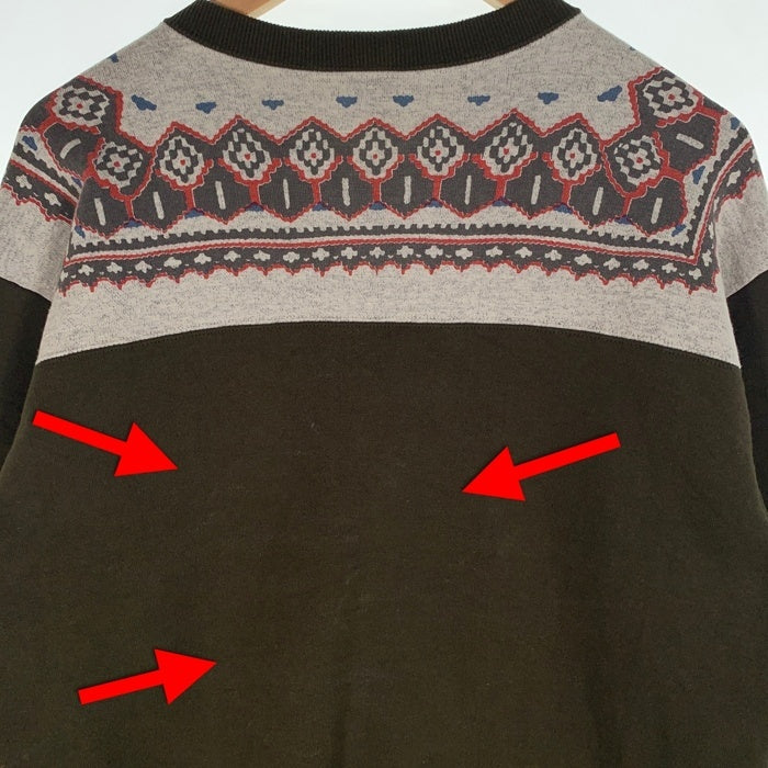 DELUXE WEAR デラックスウエア 雪柄 ハーフジップ スウェットトレーナー オリーブ Size XL 福生店