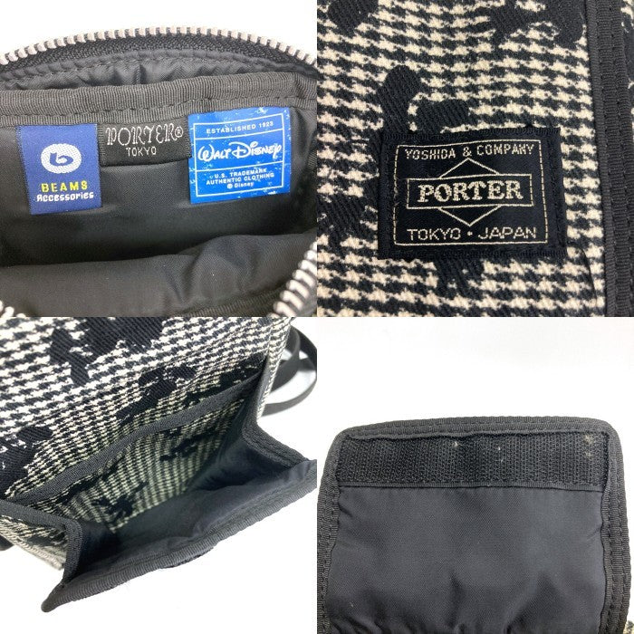 PORTER ポーター Disney ディズニー BEAMS BOY ビームスボーイ 総柄 ショルダーバッグ ブラック×ホワイト 瑞穂店