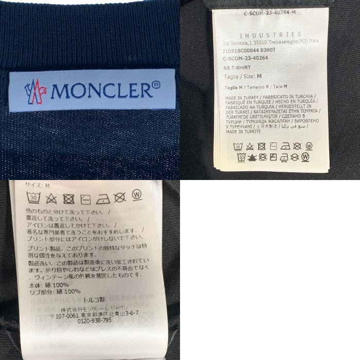 MONCLER モンクレール SS T-SHIRT ショートスリーブTシャツ ブラック ネックロゴプリント ワッペン 23年 J10918C00044 8390T Size M 福生店
