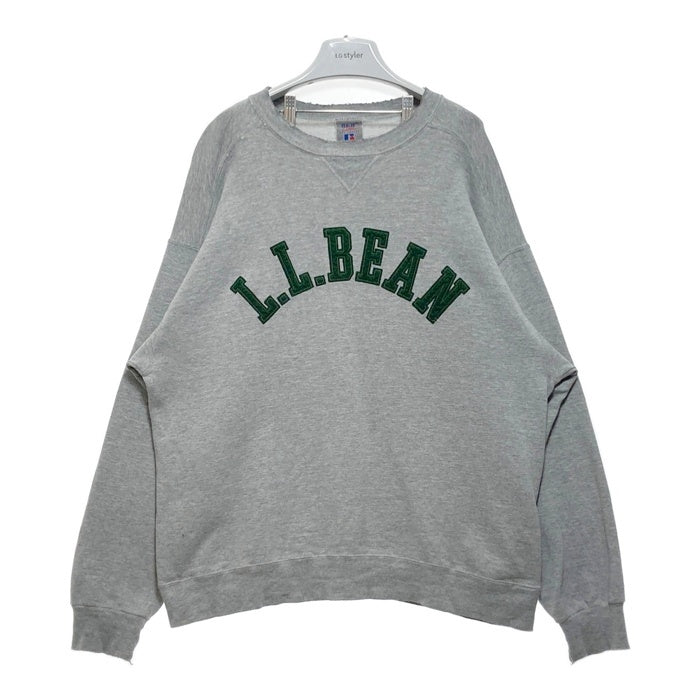 90's L.L.Bean エルエルビーン アーチロゴワッペン 前V スウェットトレーナー RUSSELLボディ USA製 グレー Size L 瑞穂店