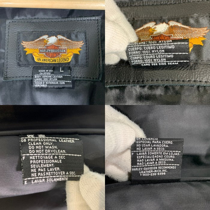 HARLEY-DAVIDSON ハーレーダビッドソン レザーベスト スナップボタン ブラック USA製 Size L 福生店