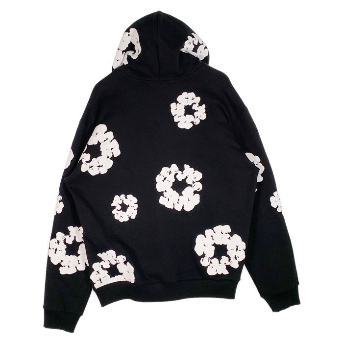 DENIM TEARS デニムティアーズ COTTON WREATH HOODIE コットンリース プルオーバースウェットパーカー ブラック フラワーホワイト Size XL 福生店