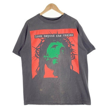 Saint Mxxxxxx セントマイケル 24SS Kousuke Kawamura SS TEE_LOVE BEYOND ヴィンテージ加工 プリントTシャツ ブラック SM-YS8-0000-C23 Size L 福生店