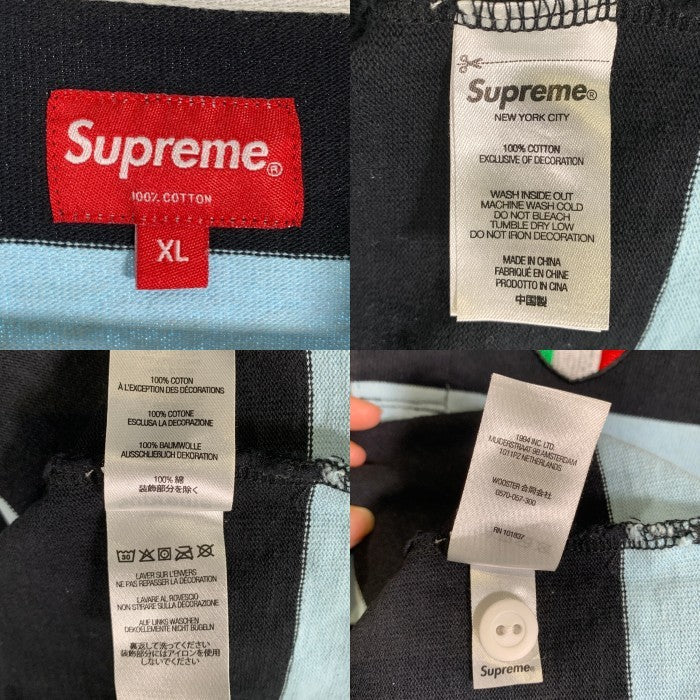 SUPREME シュプリーム 22SS Stripe Rugby ストライプラグビー ラガーシャツ ブルー ブラック Size XL 福生店