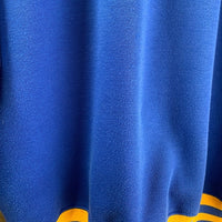 Champion チャンピオン リブライン 前V ロゴプリント クルーネックスウェットトレーナー ブルー イエロー Size L 福生店