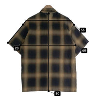 CALTOP キャルトップ アクリル 半袖 オンブレ チェック シャツ ベージュ ブラック USA製 Size L 福生店
