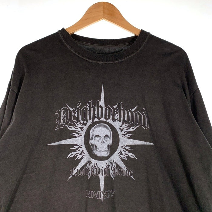 NEIGHBORHOOD ネイバーフッド NH.TEE LS-15 スカルプリント ロングスリーブTシャツ フェードブラック Size L 福生店
