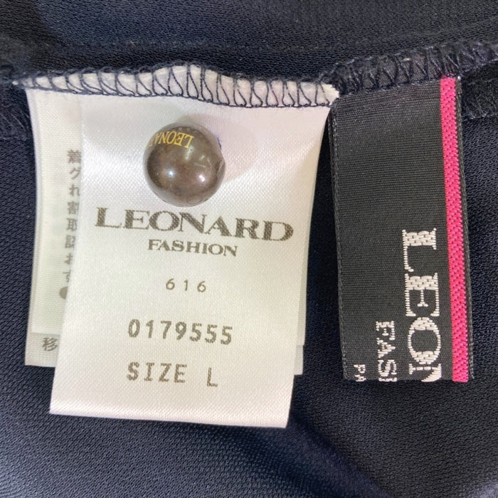 LEONARD レオナール シアー袖 花柄 ブラウス ネイビー sizeL 瑞穂店