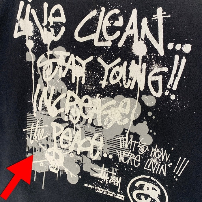 00's STUSSY ステューシー 半袖 Tシャツ ブラック ホワイト メキシコ製 Size M 福生店