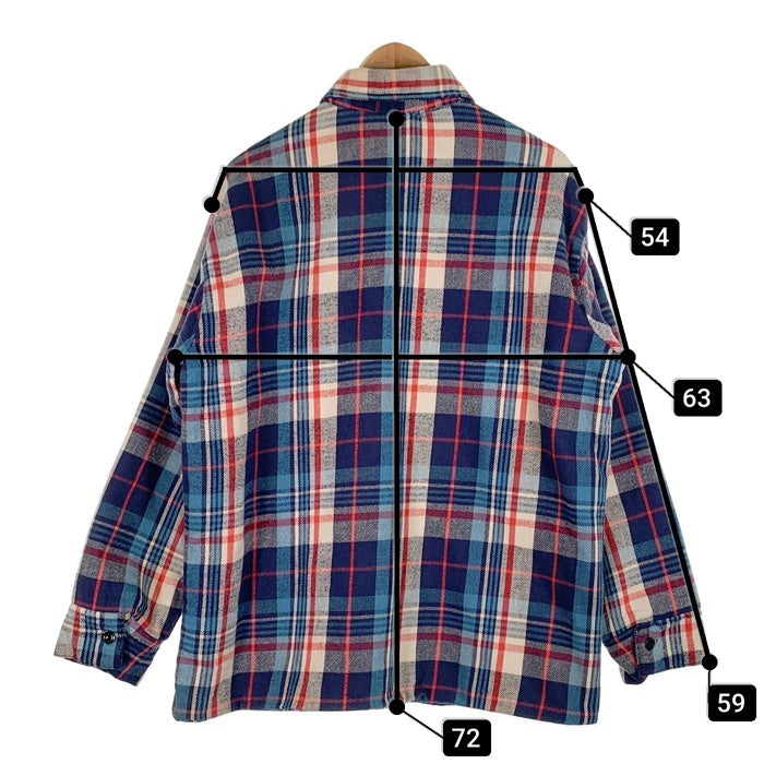 80's Frostproof フロストプルーフ チェックフランネルシャツ 中綿キルティング ブルー レッド USA製 Size L 福生店