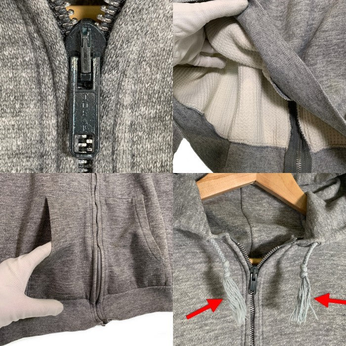 70’s Healthknit ヘルスニット ダブルフェイス 裏サーマル ジップアップスウェットパーカー グレー USA製 Size XL(50-52) 福生店
