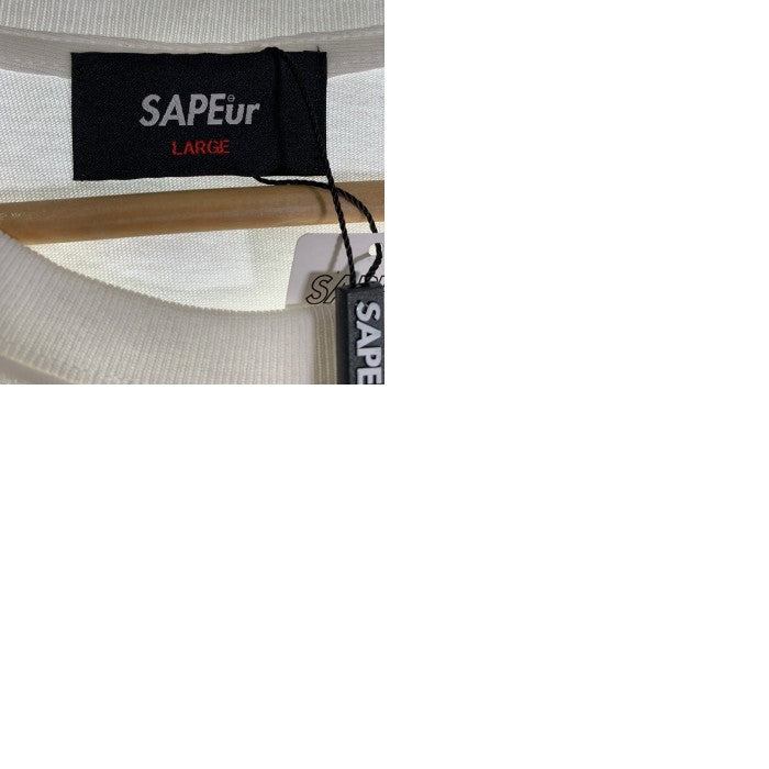SAPEur サプール 騙し絵ポケットプリント ロゴ Tシャツ ホワイト AJ1 Size L 福生店