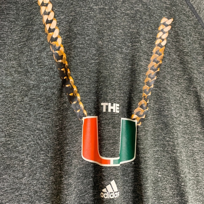 ADIDAS アディダス マイアミ大学 カレッジロゴ 半袖 Tシャツ チャコール Size 2XL 福生店