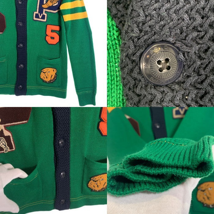 POLO RALPH LAUREN ポロ ラルフローレン レタード ワッペン ニット カーディガン グリーン Size XS 福生店