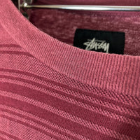 STUSSY ステューシー ボーダー ロングTシャツ レッド sizeL 瑞穂店