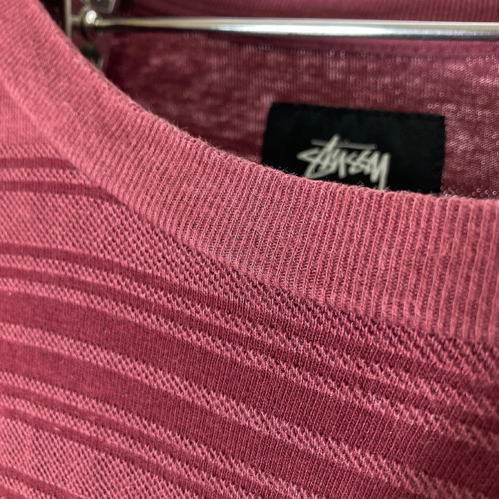 STUSSY ステューシー ボーダー ロングTシャツ レッド sizeL 瑞穂店