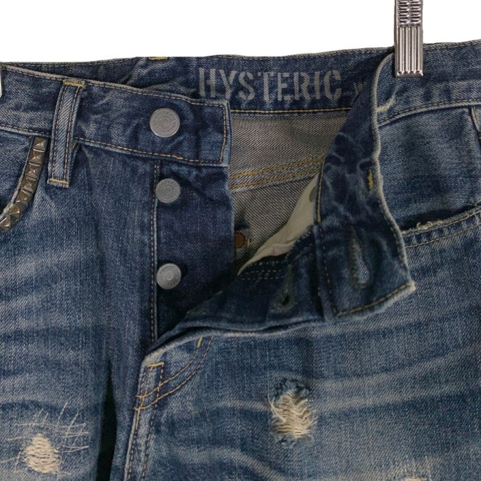 HYSTERIC GLAMOUR ヒステリックグラマー ダメージ リペア加工 ストレートデニムパンツ インディゴ 0242AP03 Size 30 福生店