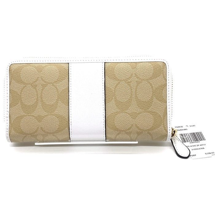COACH コーチ シグネチャー ラウンドファスナーレザーウォレット PVC ホワイト ベージュ F54630 福生店