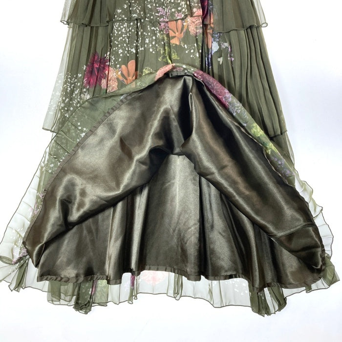 AMERI アメリ プリーツスカート カーキ 花柄 02320990500 Size M 瑞穂店