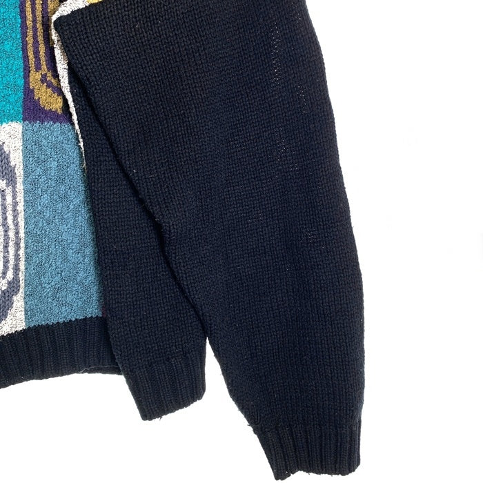 90's AGENDA アジェンダ アクリルニットセーター ブラック マルチ 台湾製 Size L 福生店