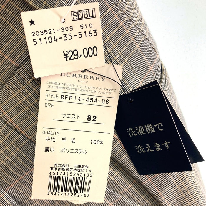 BURBERRY GOLF バーバリーゴルフ チェック 羊毛 スラックス グレー sizeW82 瑞穂店