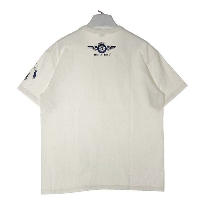 THE FLAT HEAD フラットヘッド 袖プリント Tシャツ ホワイト size42 瑞穂店