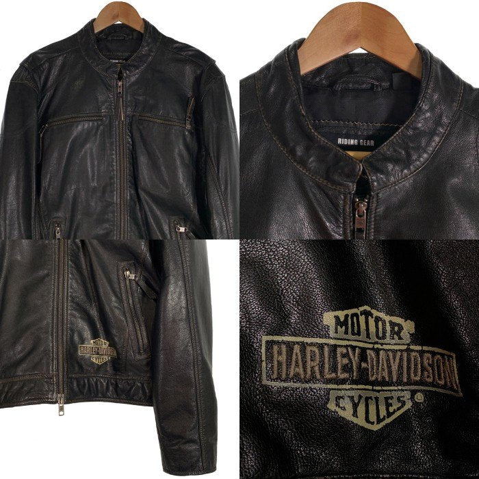 HARLEY-DAVIDSON ハーレーダビッドソン RIDING GEAR レザー シングルライダースジャケット ブラック 刺繡 02/2015 Size L 福生店