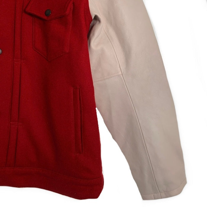 glamb グラム Melvin JKT メルヴィンジャケット トラッカー ウール袖レザー レッド ホワイト GB0419/JKT01 Size 3 福生店