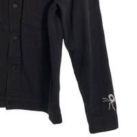 PLEASURES プレジャーズ WEB DENIM JACKET ウェブデニムジャケット ブラック 刺繡 プリント Size S 福生店
