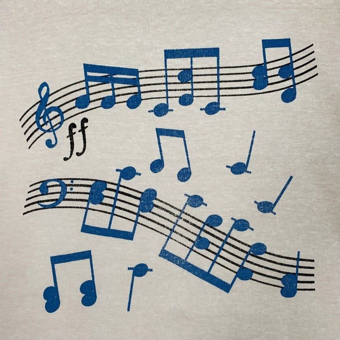 90's Hanes ヘインズ 音符プリント Tシャツ ホワイト オールド Size L 福生店