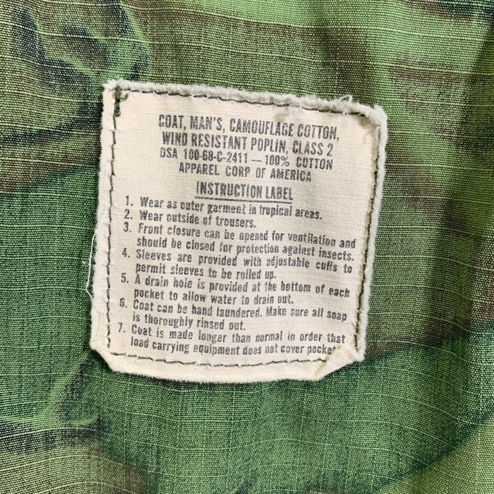 60's U.S.ARMY 米軍 Jungle Fatigue Jacket ジャングルファテイーグジャケット 半袖 シャツ 68年会計 ウッドランドカモ 8415-945-7656 Size M-R 福生店