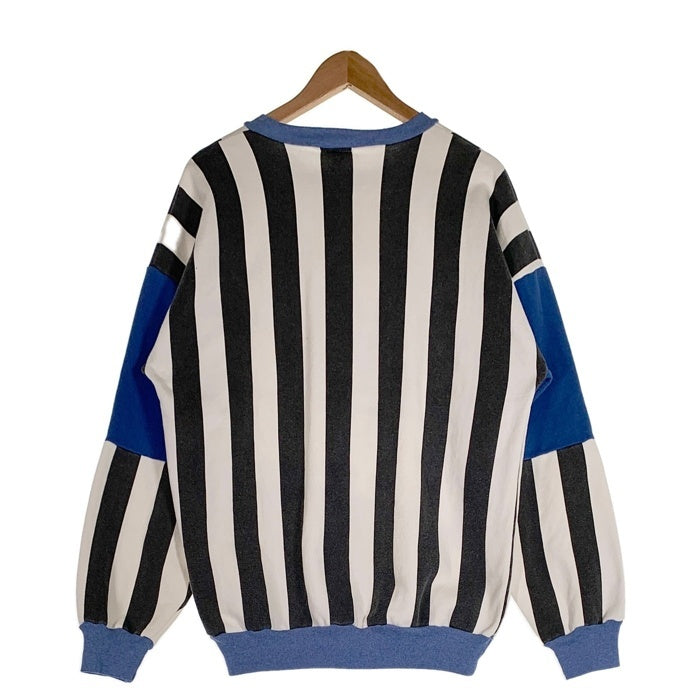 90's THE MAIN EVENT SPORTS BAR & GRILL Pontiac Silverdome シルバードーム スタジアム プリント クルーネックスウェットトレーナー ストライプ ホワイト ブルー USA製 Size M 福生店