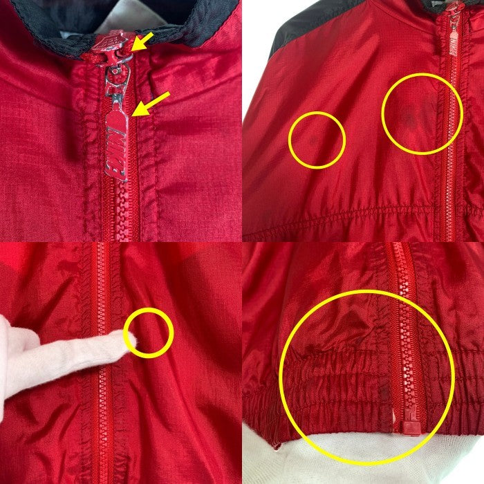 90's NIKE ナイキ ナイロンリップストップ ジップアップジャケット ウィンドブレーカー レッド ブルー ブラック 薄手 Size L 福生店