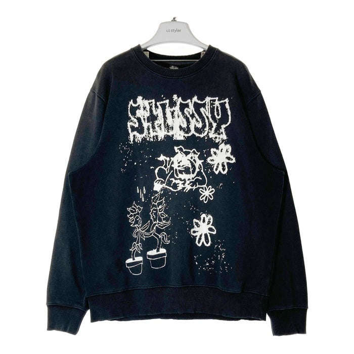 STUSSY ステューシー 1914648 BAD DREAM CREW プリント スウェットトレーナー ブラック sizeL 瑞穂店